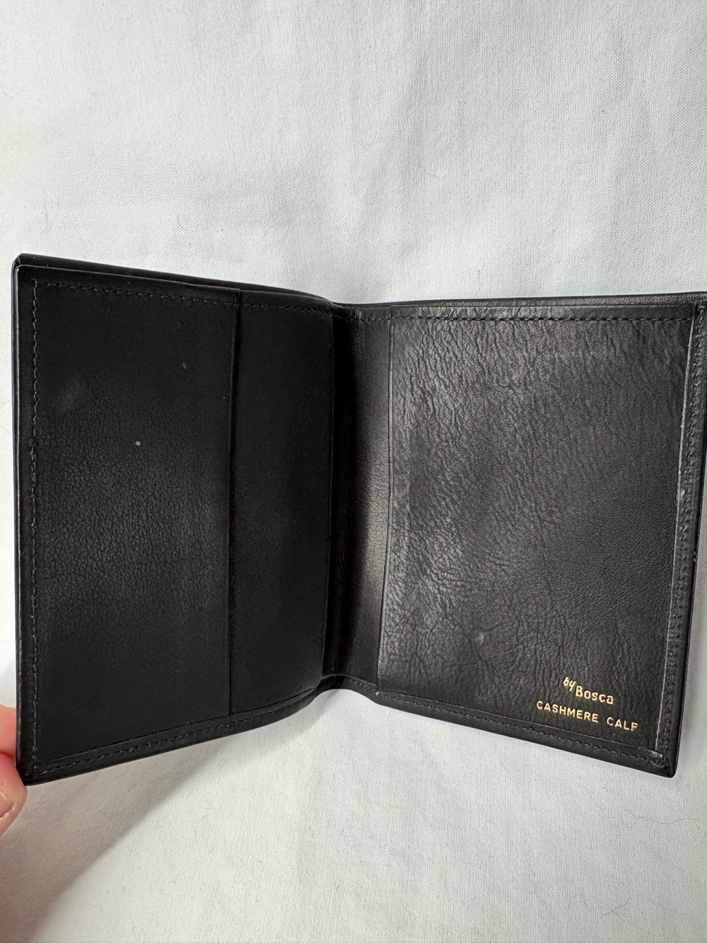 Vintage Bosca Cashmere Calf Black Leather Bifold Wallet Billfold